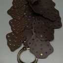 Wide Disc Belt for Women Vintage Leather Hollow Out Round Belt Western Waist Belt (XL (59.1 in), Leaf Brown)