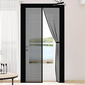 DIY Adjustable Magnetic Screen Door Fit Doors Size Width 29" - 34" Height 79" - 82"- Reinforced Self Sealing Fiberglass Mesh Door, Hands Free Door Screen with Closure Weighted Bottom