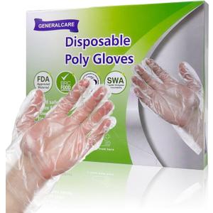 120-Count Clear Disposable PE Gloves - Unisex One Size Fits Most, Durable & Odor-Free - for Gardening, Kitchen, Food Handling, Cleaning