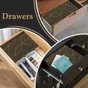 Shelf Liners for Kitchen Cabinets 12in x 20FT, Non Adhesive Cabinet Liner Strong Non-Slip Black Gold Geometric Drawer Liner, Easy to Clean for Shelf, Cabinet with Knife and Tape Measure
