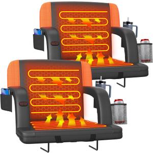 Suteck Dual-Sided Heated Stadium Seats for Bleachers with Back Support, Portable Heated Bleacher Seat with Backrest, 3 Heat Levels, 5 Pockets Ideal for Outdoor Stadiums and Events