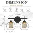 Black and Gold Bathroom Light Fixture, Farmhouse Wall Sconce Lighting with Clear Glass and Honeycomb Metal Shade, 2-Light Black Brass Vanity Light Over Mirror, AD-22001-2W-BK