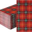 100Pcs Winter Checkered Napkins 3Ply Red Green Buffalo Plaid Gingham Napkins Disposable Plaid Napkin for Xmas Winter Holiday Dinner Party Supplies