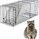 Heavy Duty Live Trap 37x13x14.5 Inch Steel Collapsible with Humane Trap Release Door for Stray Cats, Raccoons, Skunks, Groundhogs, Armadillos and Other Live Animals.