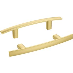 homdiy 20 Pack Brushed Gold Cabinet Handles Curved Gold Pulls for Kitchen Cupboard Brass Drawer Pulls 3 inch Hole Center Solid Zinc Alloy Cabinet Hardware (3in hole centers, Matte Gold)
