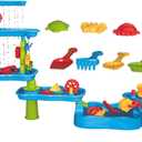 Kids Water Table 6-Tier Sand and Water, Rotatable Activity Pool with Beach Toys Set, Outdoor Fun for Patio, Backyard, Playground, Picnic, Park, Garden Entertainment
