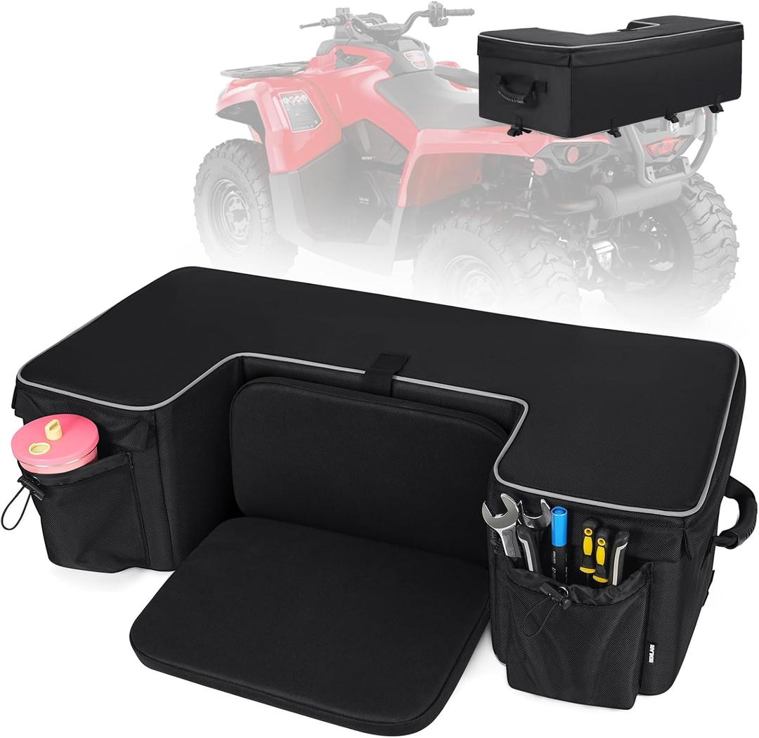Benlari ATV Storage Bag 61L Waterproof 4 Wheeler Cargo Bag Widened Thickened Removable Cushion ATV Rear Seat Gear Bag for Passenger Compatible with Polaris Sportsman Scrambler FourTrax Outlander, 61 liters