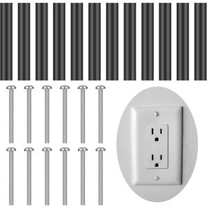 Ripeng Outlet Spacers Electrical Outlet Box Extender Kit Electrical Switch and Receptacle Spacers 24 Pack (12 Tubes and 12 Screws)(Black)