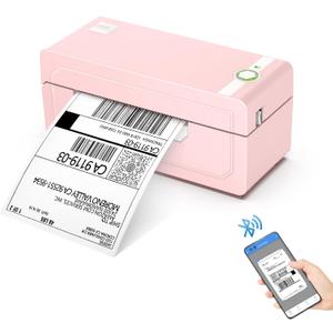 JADENS Bluetooth Thermal Label Printer 4x6, Pink Wireless Shipping Label Printer for Small Business & Packages, Compatible with iOS, Android, Mac, Windows, Amazon, Etsy, Ebay, Shopify