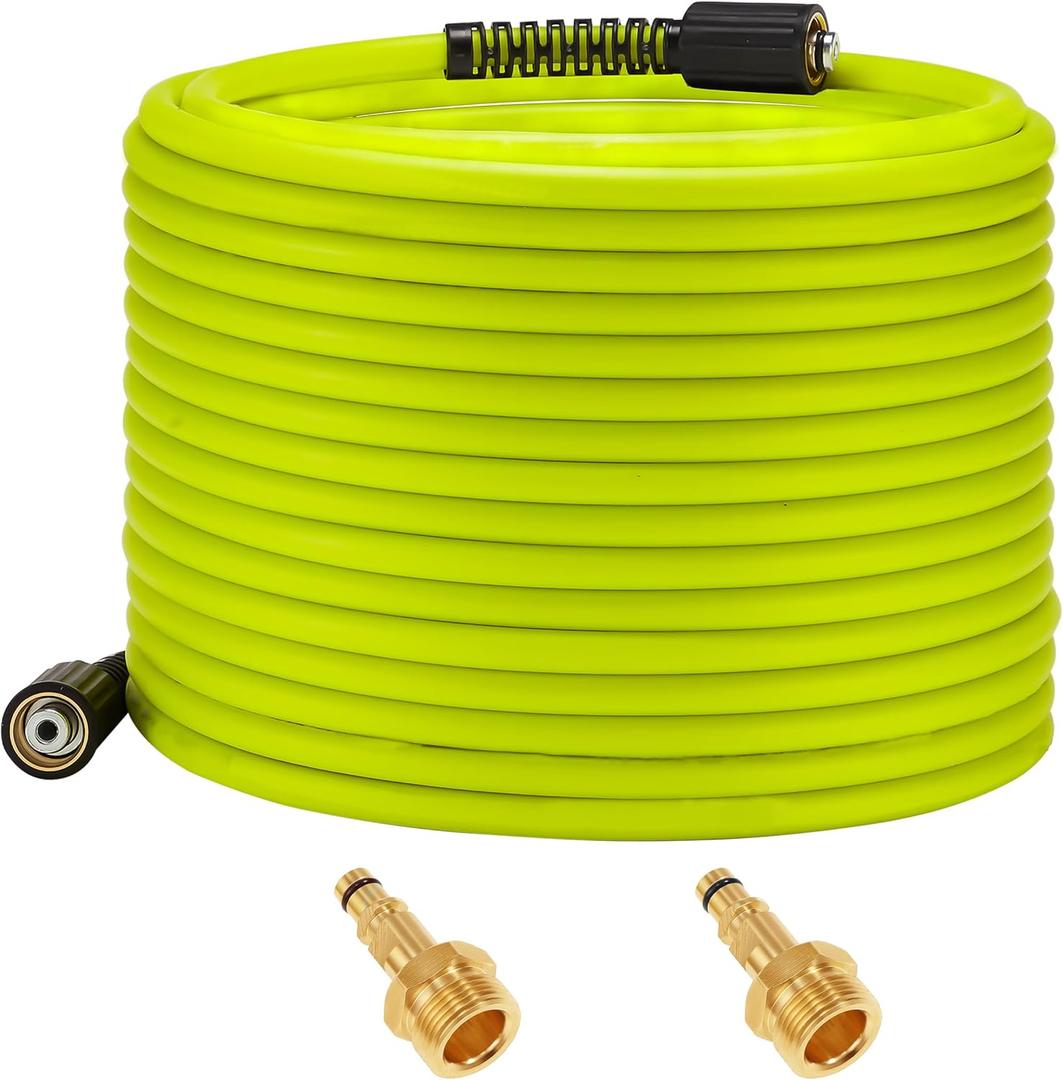 M MINGLE Pressure Washer Hose 50 FT x 1/4", Kink Resistant Power Washer Hose with M22-14 Male Thread to Plug, Compatible with Karcher K2 K3 K4 K5 K6 K7, 3600PSI