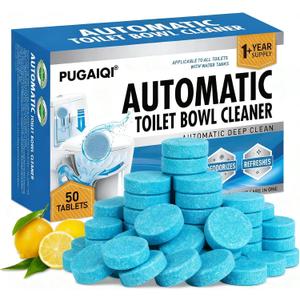 Automatic Toilet Bowl Cleaner Tablets, Blue, Septic Safe Hard Water Stain and Odor Remover, Effervescent Stain & Odor Remover Bathroom，Effervescent Stain Odor Remover Works with Toilets 50 Count
