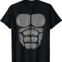 Halloween Funny Gorilla Monkey Belly Chest Costume T-Shirt (Black, M)