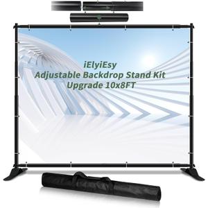 iElyiEsy 10x8FT Strengthen Heavy Duty Thickened and Sturdier Background Stand, Adjustable Step and Repeat Stand with Carrying Bag for Parties Photo Booth Trade Show