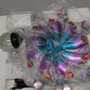 360Solar Wind Spinner with Lights Blue Metal Garden Outdoor Decor Yard Lawn Art Decor for Patio Kinetic Windmills Unique Gifts for Friends and Family 60.63'' H x 13.38'' Dia