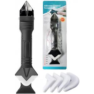 Silicone Caulking Tool 3 in 1, Glass Glue Angle Scraper, Stainless Steelhead Caulk Remover and Sealant Scraper, for Kitchen Bathroom Window and Frames Sealant Seals