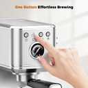 CHULUX Elite Espresso Machine 20 Bar, Compact Stainless Steel Hot and Ice Espresso Coffee Maker with Steam Wand for Americano, Latte, Cappuccino & Home Barista Brewing, Sliver