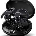 AX9 Pro Wireless Over Ear Earbuds 10H Single Playtime with Power Display, IPX6 Waterproof Wireless Earbuds Running Comfortable Premium Sound Gym Headphones (Black)