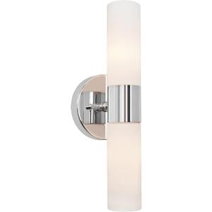 Kira Home Duo 14" Modern Wall Sconce with Frosted Glass Shades, for Bathroom/Vanity, Chrome Finish