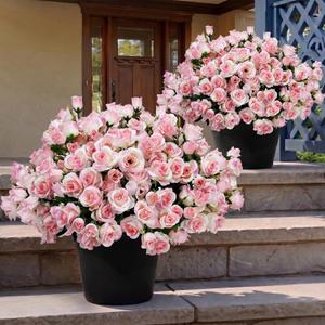 Set of 2 Pre-Made Artificial Potted Flowers for Outdoors