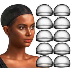 2 x Teenitor 20pcs Bald Cap Set - Breathable, Invisible Stocking Wig Cap for Lace Front, Sheer Caps, Black (Black)