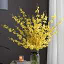 Nubry 12pcs Artificial Orchids Flowers Fake Silk Dancing Lady Orchid Faux Long Stem Flowers in Bulk for Home Wedding Office Party Festive Indoor Outdoor Decoration (Yellow)