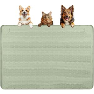 Dog Food Mat, Extra Large 40" x 28" Silicone Pet Feeding Mat for Small, Medium, and Large Pets Non-Slip, Easy to Clean, Green