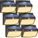 Peasur [138 LED/4 Packs] Solar Outdoor Motion Sensor Lights with 3 Lighting Modes Wireless Wall Waterproof Security Powered for Garden Fence Yard Deck Garage, Warm White