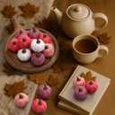 16 Pcs Thanksgiving Mini Pumpkins Artificial Felt Wool Fake Faux Small Pumpkins Decorations Table Centerpiece for Fall Autumn Farmhouse Wedding Party Decor(Pink Color)