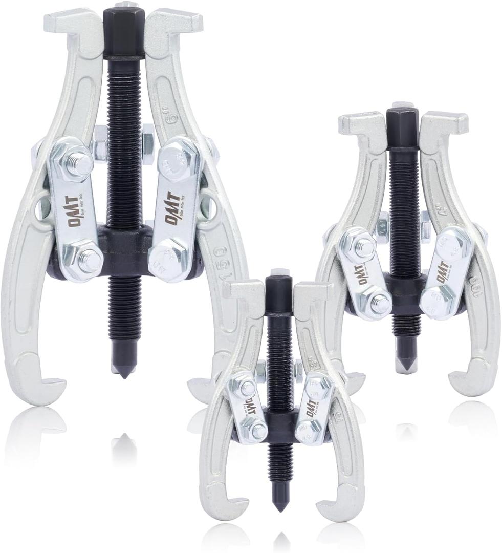 Orion Motor Tech Gear Puller Set, 3" 4" 6" 3 Jaw Puller Kit for Pulley Gear Bearing Flywheel Removal, Heavy Duty Pulley Puller with Reversible Jaws 3 pcs Bearing Puller Tool Kit (silver)