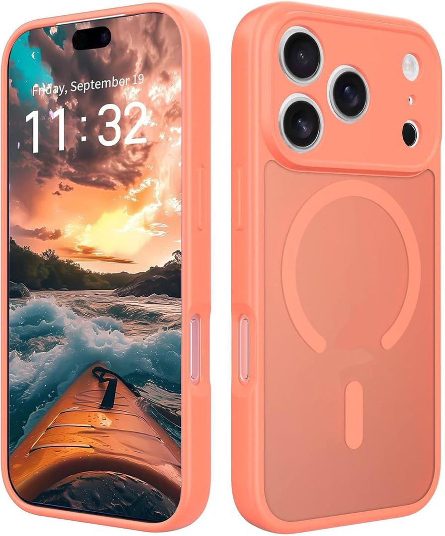 Veoasis Phone Case for iPhone 17 Pro Max, with Magsafe, Upgraded Full Camera Protection, Military-Grade Shockproof Protective, for Apple Phone Case for iPhone 17 Pro Max(6.9") Orange