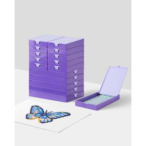 CATEARED 2-in-1 Diamond Art Trays With Lids,Anti-static Diamond Art Storage Containers, Diamond Art Accessories Diamond Painting Trays with Lids & Line-Up, Box Package (Violet, 15 piece Tray Kit)