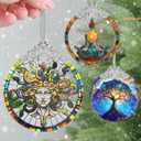 3 x Medusa Christmas Ornaments, 3" Stained Glass Christmas Decor, Christmas Tree Ornaments, Gifts for Women, Unique Gift Idea, Perfect for Holiday Party, Tree, Window, Home Decor