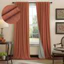 Rust Colored Curtains for Bedroom 96 Inches Long 2 Panel Set Faux Linen Cute Blackout Curtains for Living Room Darkening Thermal Drapes Farmhouse Decorative Window Treatments Terracotta Burnt Orange