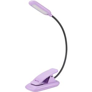 Children's Clip-on Rechargeable Book Bed Reading Light Book Dimmable Reading Light 3 Lighting Modes Flexible Head Learning Light, Night Reading Lamp-Violet