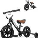 KRIDDO 2-in-1 Kids Tricycle and Toddler Balance Bike 2 Year Old, Detachable Pedals and Stowable Training Wheels, DIY Plate, Riding Trikes Toy for Ages 18 Months to 3 Years