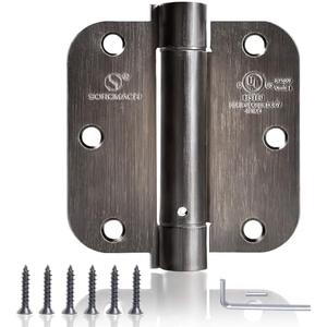 SORGMACH Self Closing Hinge 3 ½"x 3 ½" Oil Rubbed Bronze Auto Close Spring Hinge Adjustable 3 1/2 Inch Door Closer Hinges 5/8" Radius Corner for Commercial Auto Self-Closing Door 3 Pieces