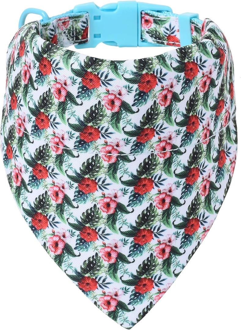 2 x Mile High Life | Girl Dog Collars | Cute Bandana Collar | Soft Poly Cotton Fabric Collars for Medium Dogs | Flower & Fruit Pattern (Wild Rose, Collar & Bandana-M)