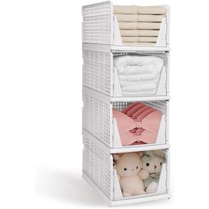 Shoe Rack Shoe Storage Box Bins Clear Collapsible Plastic Organizer, 5 Pack