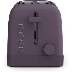 bella 2 Slice Toaster, 6 Setting Shade Control w Reheat, Cancel, Bagel & Defrost Buttons, Removable Crumb Tray, Anti Jam & Auto Shutoff, Auto Centering Guides & Cord Wrap, 900 Watt, Plum