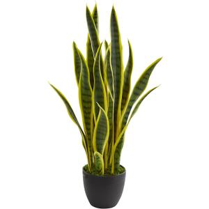 Nearly Natural 26 in. Sansevieria Artificial Silk Plants, Green