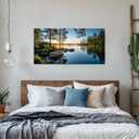 SSNEEKNDG Large Green Landscape Canvas Wall Art for Living Room Forest Lake Sunset Canvas Prints Nature Scenery Artwork for Bedroom Office Home Decor Ready to Hang 20x40 Inch