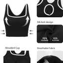 RUNNING GIRL Sports Bras for Women High Support,Seamless Ribbed Longline High Neck Sports Bra Racerback Padded Crop Top Yoga (Black, L)