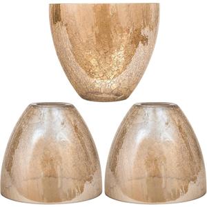 3 Pack Clear Amber Crackle Bell Shade Glass Lamp Shade Replacement, 5.9"W x 5"H, 1-5/8 Inch Fitter, Farmhouse Crackle Effect Glass Cover for Chandelier Pendant Light Wall Sconce Lighting Fixture
