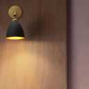 Yosoan Vintage Wall Sconce Bookcase Light, 1-Light Dimmable On Off Switch Industrial Mount Metal Fixture Lighting with 6.1" Oval Black Metal Shade in-Build Gold and Antique Canopy Reading Lamp