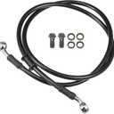 Motoforti Universal Brake Hose Motorcycle ATV Dirt Bike Motocross Braided Hydraulic Brake Line Oil Hose Pipeline, 110cm, Metal, Black Silver Tone, 1 Set