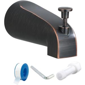 Tub Spout with Diverter, Slip On Bathtub Spout Fits 1/2'' Copper Tube(5/8'' Dia), Bathroom Tub Faucet with PTFE Tape & Hex Wrench, Oil Rubbed Bronze