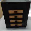 Jewelry Organizer, Rattan Jewelry Box, 5 Layer Wooden Jewelry Organizer Box with Mirror, Jewelry Boxes with 4 Drawers for Women Men, Black Jewelry Storage for Rings Earrings Necklaces Bracelets Watch