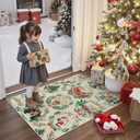 Anidaroel 2x3 Christmas Entryway Rug, Washable Door Rugs for Entryway Indoor Holiday Decor Xmas Holiday Throw Rug, Non Slip Small Area Rugs for Kitchen Sink Bedroom Entry, Beige