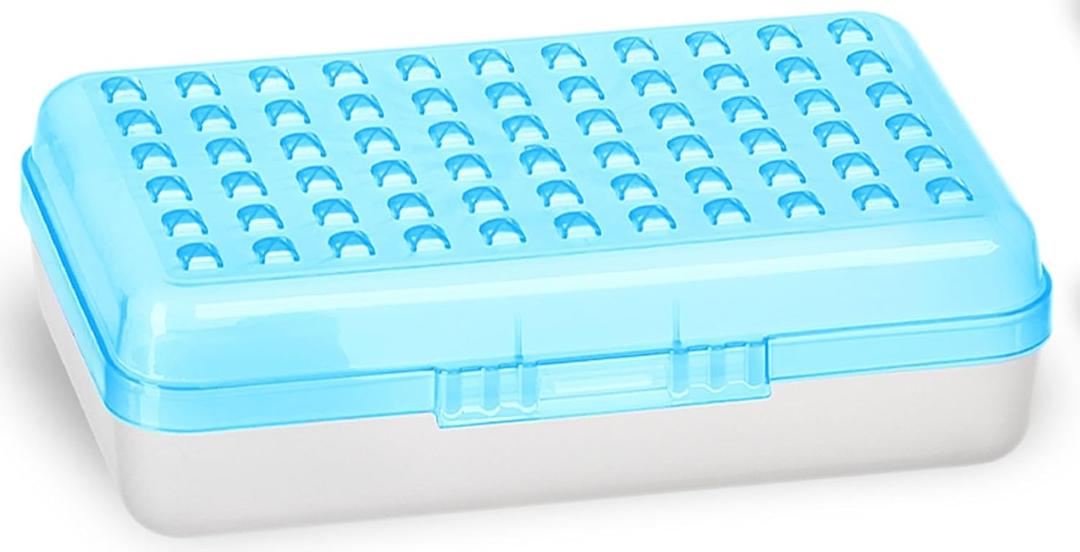 Enday Pencil Box Blue, Plastic Small Dots Pencil Case, School Storage Utility Supplies Box Organizer with Snap Closure for Kids and Adults, 1 PK