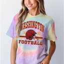 IZYJOY Women Football Shirt Vintage Game Day T-Shirt Sunday Funday Tee Tie Dye Football Season Short Sleeve Tops (Medium, Light Purple-098)